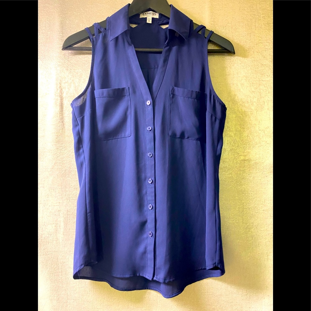 Express Sleeveless Collar Button Up Blouse